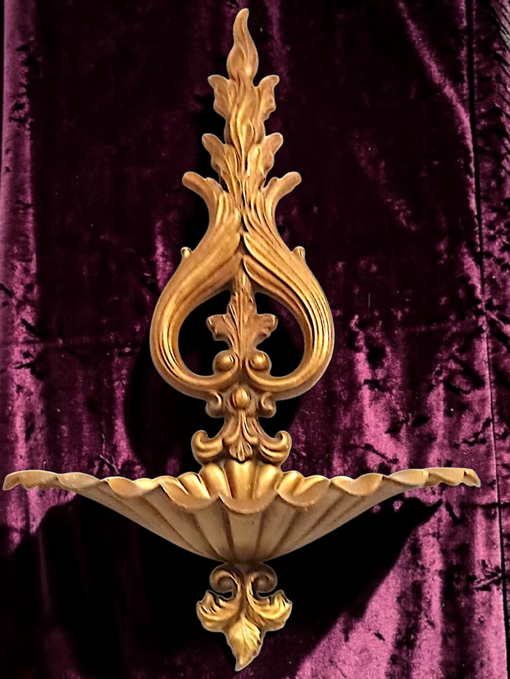 Vintage Gold Metal Wall Pocket Planter Ornate‎ Hollywood Regency Baroque Rococo